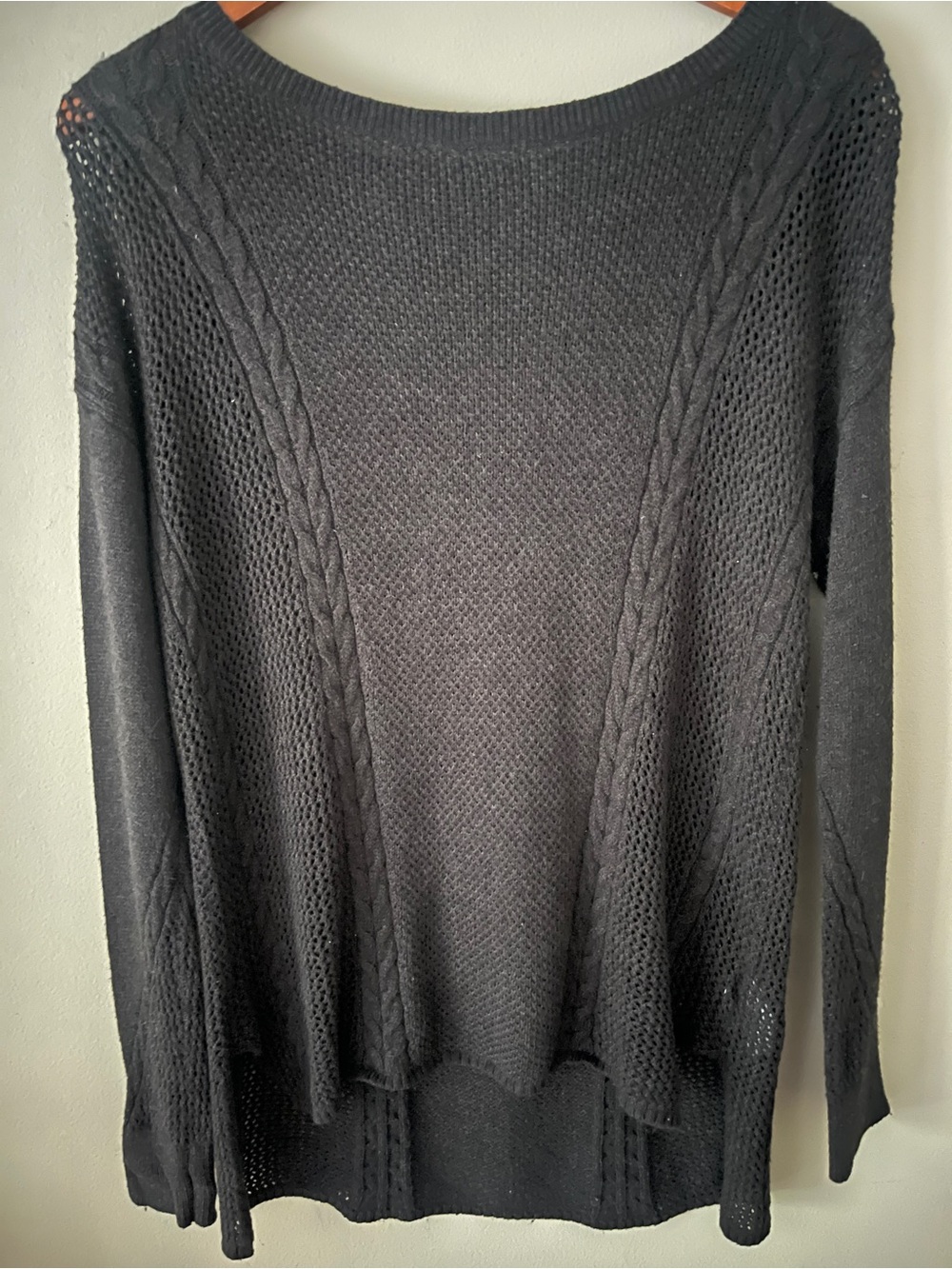 American Eagle Outfitters Black Cable Knit Scoop Neck Sweater